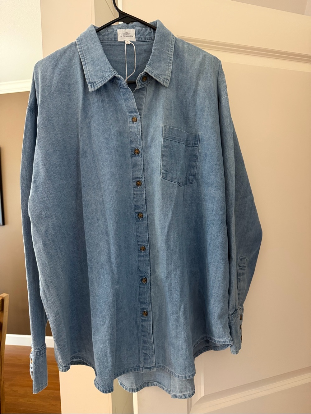 Jilly Box One Wednesday Light Wash Denim Button-Up Shirt
